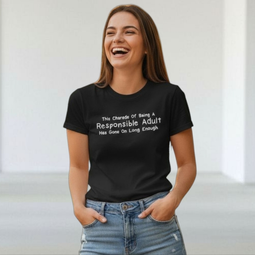 "Adulting" Short Sleeve Crewneck Graphic Tee Shirt
